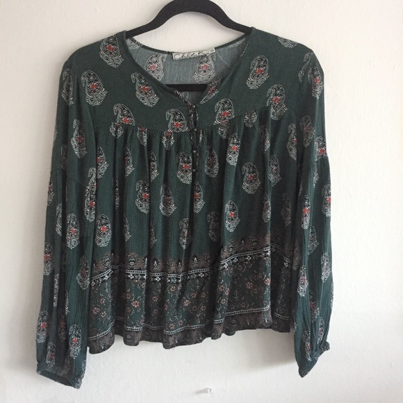 Nordstrom Tops - Forest Green Paisley Flowy Top